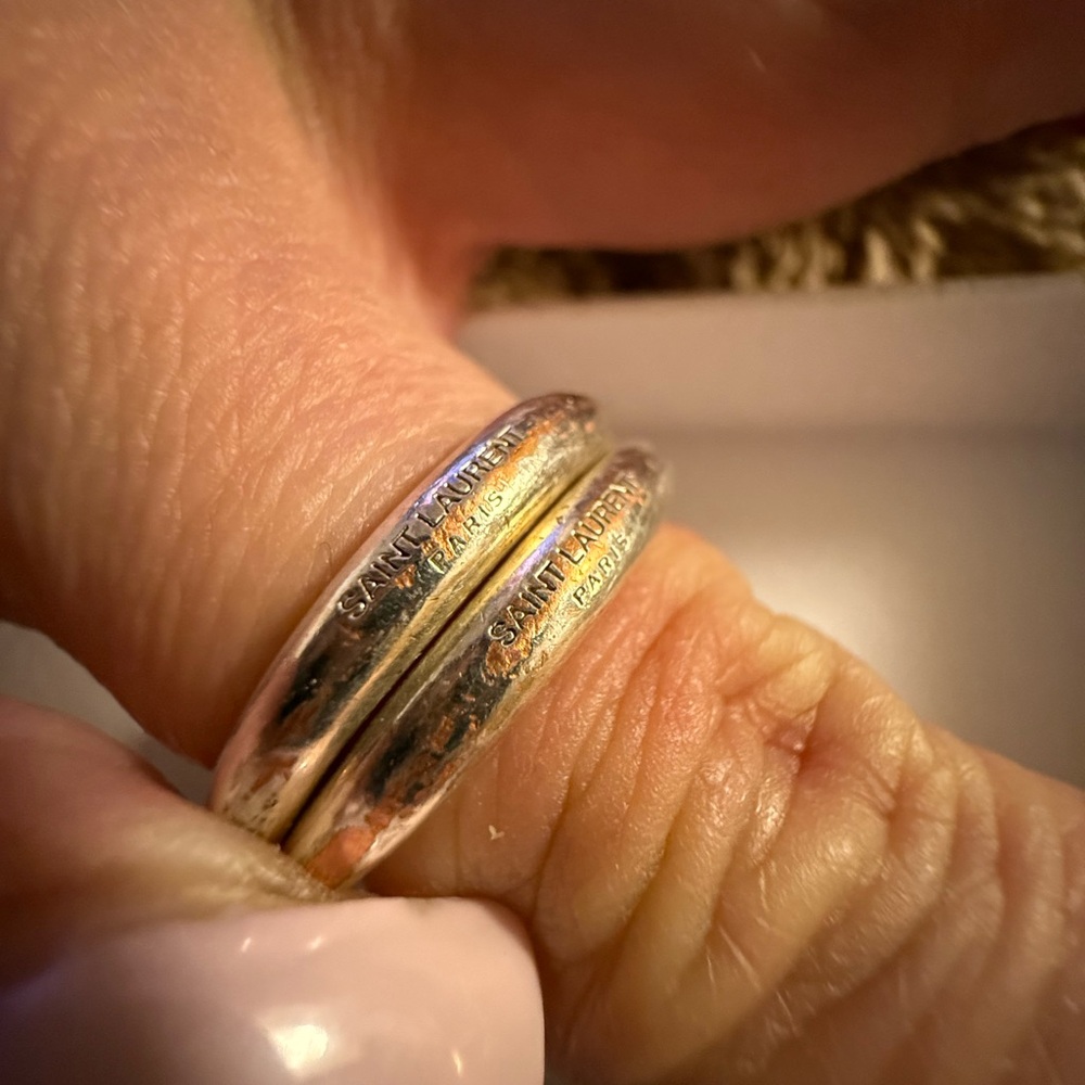 Saint Laurent Silver Multi-Band Ring Modern Design